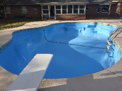 Pool painted woth Ultra Poly One Coat - Pool Blue.